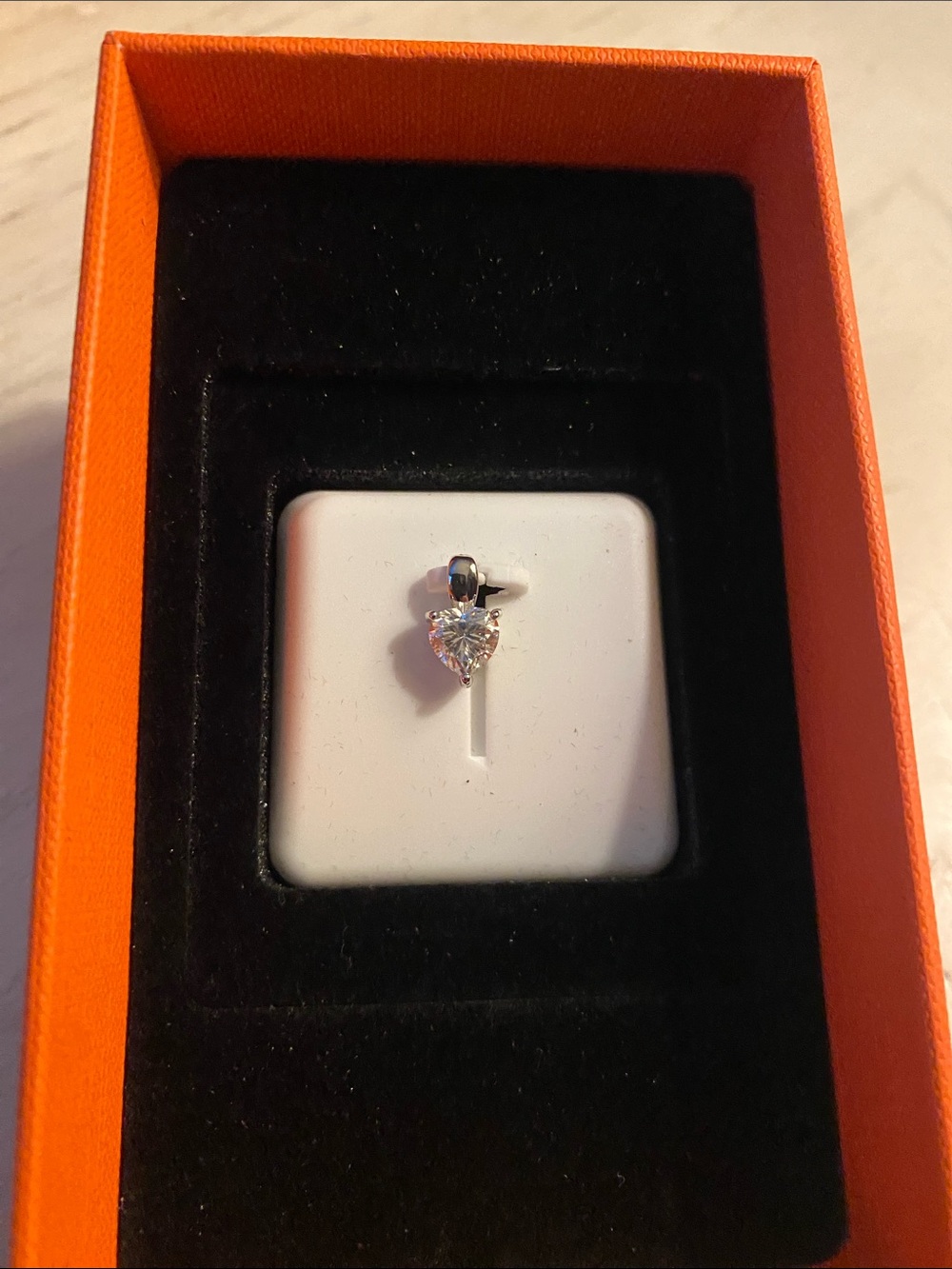 Silver Heart-Cut Pendant Necklace with Clear Stone
